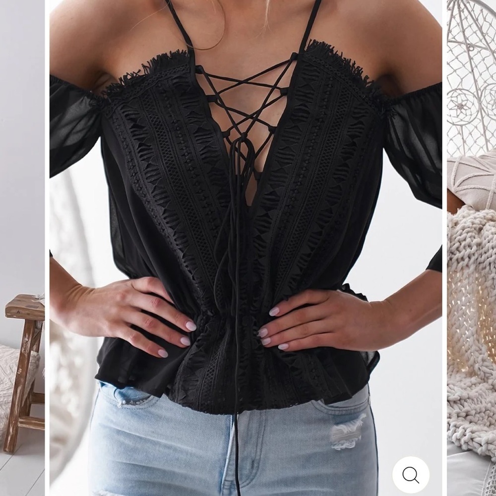 BLACK lace top - Picture 1 of 9